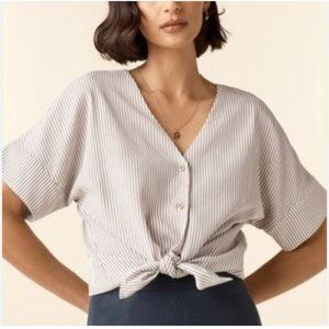 VETTA Girlfriend Shirt in Taupe Stripe